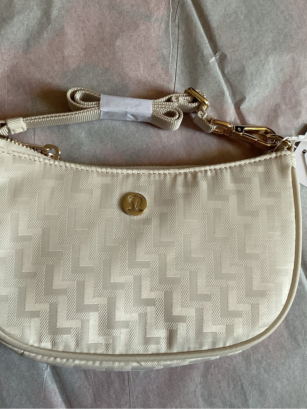 Lululemon City Essentials White Shoulder Bag 1L Monogram Jacquard NEW w Tags